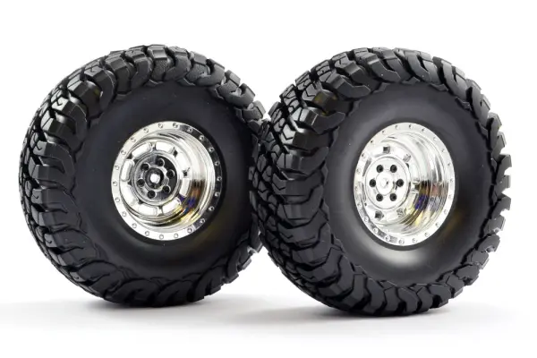 FTX Mauler 2.2 All Terrain Tyres Pre-Glued On Chrome Wheel — image 2 of 4