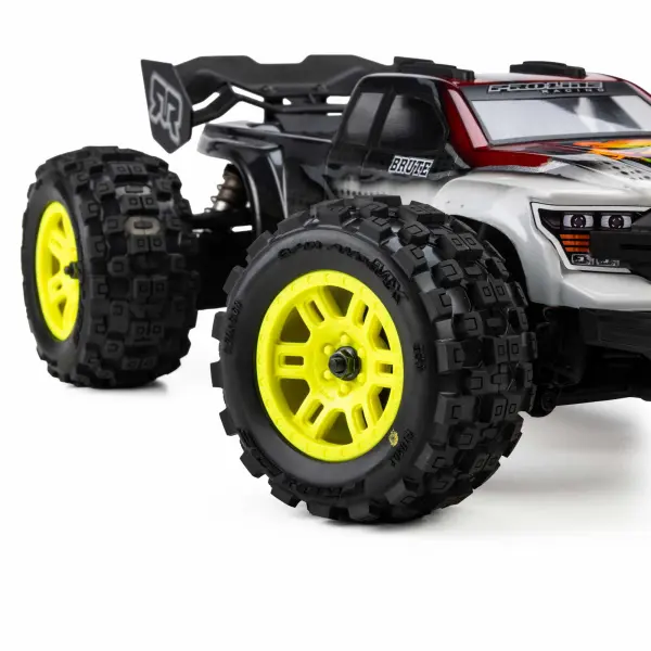ProLine 1:16 Badlands MX Tires Mounted on Yellow Split Six 12mm Hex Wheels (2) &mdash; image 7 of 7