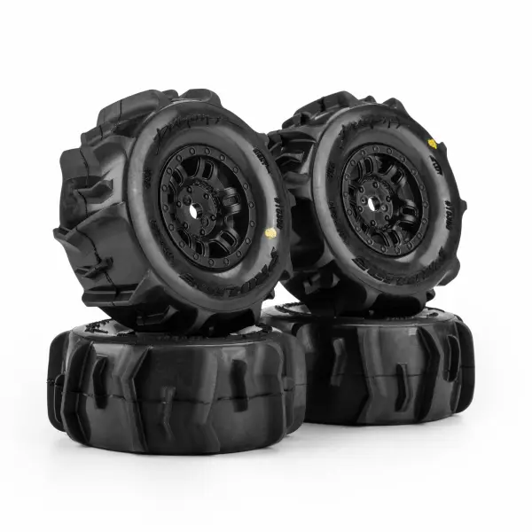 ProLine 1:16 Dumont Paddle Tires Mounted on Black Split Six 12mm Hex Wheels (2) — image 4 of 8