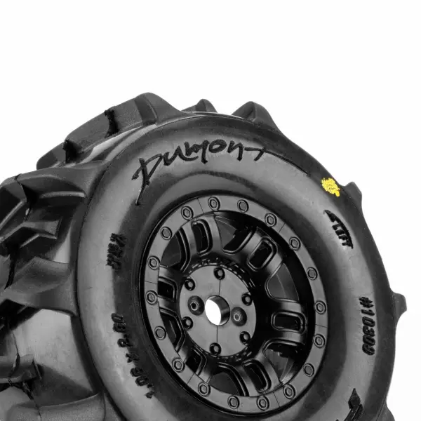 ProLine 1:16 Dumont Paddle Tires Mounted on Black Split Six 12mm Hex Wheels (2) — image 5 of 8