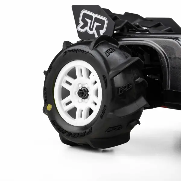 ProLine 1:16 Dumont Paddle Tires Mounted on White Split Six 12mm Hex Wheels (2) &mdash; image 7 of 7