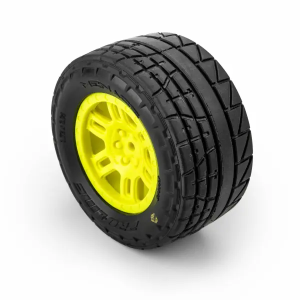 ProLine 1:16 Menace Street Tires Mounted on Yellow Split Six 12mm Hex Wheels (2) — image 2 of 7