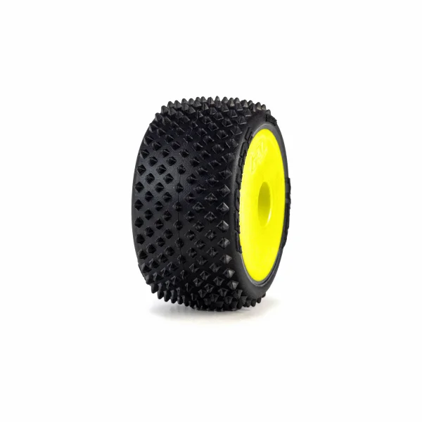 1/28 Prism Front/Rear Carpet Tires Mounted 7mm - Yellow (4): — image 2 of 6