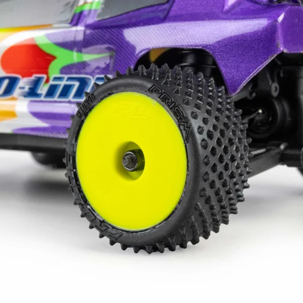 1/28 Prism Front/Rear Carpet Tires Mounted 7mm - Yellow (4): — image 6 of 6