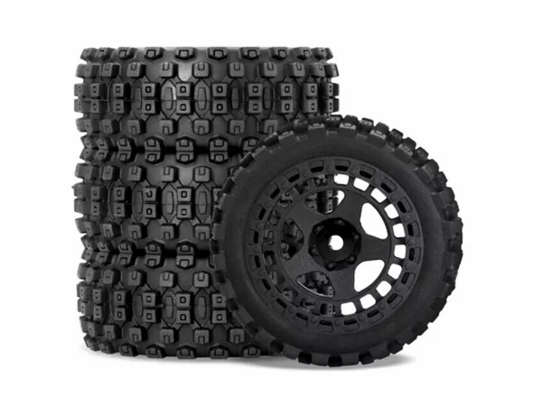 Mud Block Tyres Mounted on Black Wheels - Fit 1:18 Typhon (4)