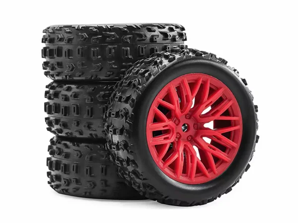 Mud Block - Tyre w/ Red 10 Spoke Rim Set - 1:18 Typhon — image 2 of 3