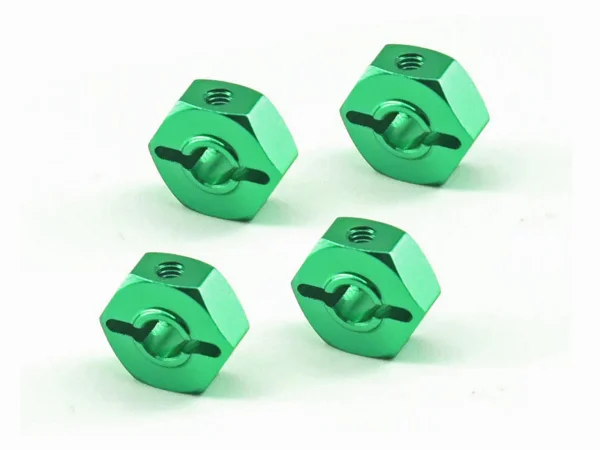 Wheel Hex 12mm Green Aluminium 4pcs - LMT Mini