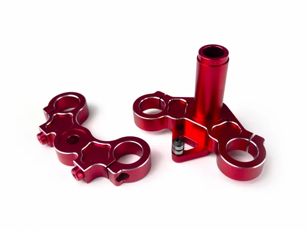 Aluminium Triple Clamp Set - Promoto - Red ** CLEARANCE **