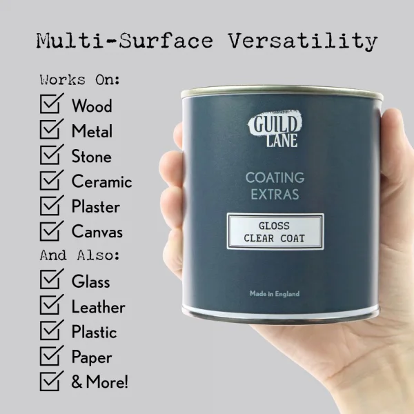 Guild Lane Acrylic Gloss Top Coat, Clear (500ml Jar)