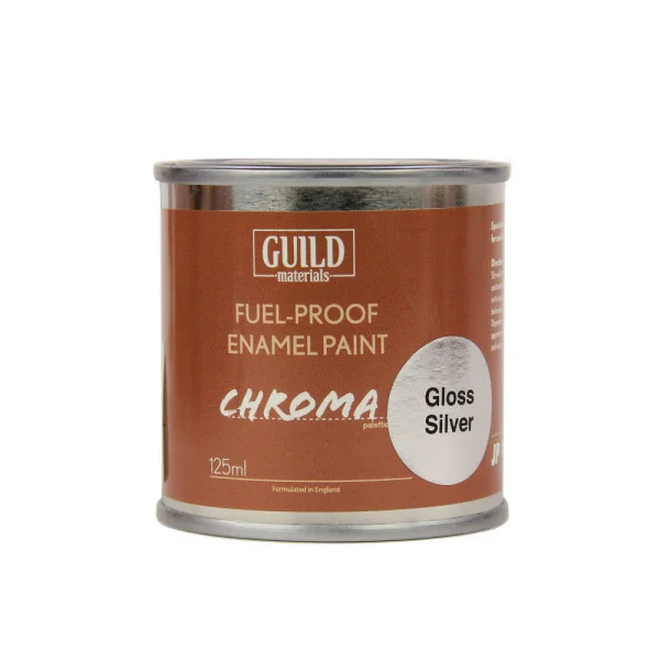 Guild Materials Gloss Enamel Fuel-Proof Paint Chroma Silver (125ml Tin) ** CLEARANCE **