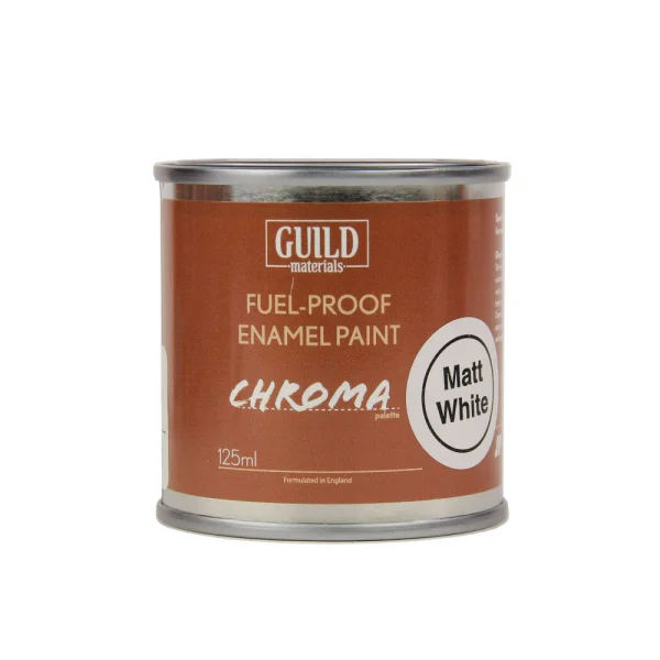 Guild Materials Matt Enamel Fuel-Proof Paint Chroma White (125ml Tin)