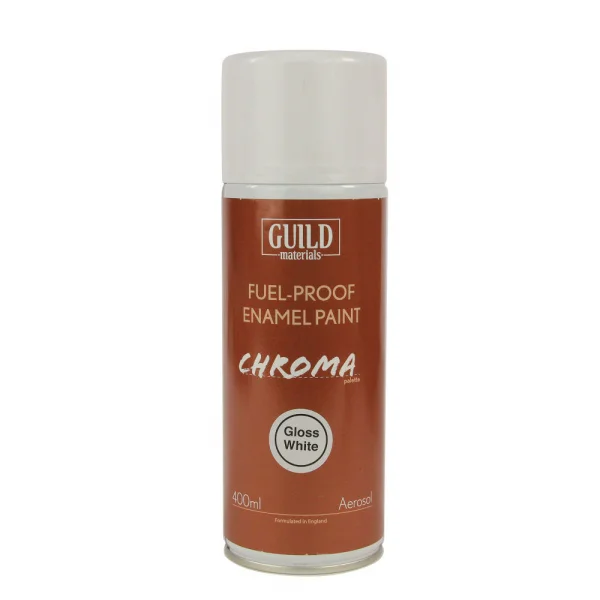 Guild Materials Gloss Enamel Fuel-Proof Paint Chroma White (400ml Aerosol)