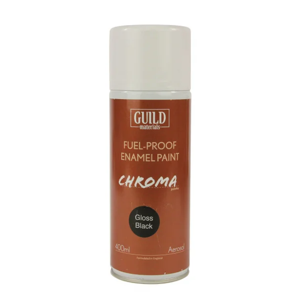 Guild Materials Gloss Enamel Fuel-Proof Paint Chroma Black (400ml Aerosol)