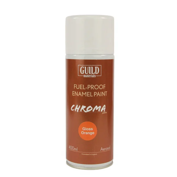 Guild Materials Gloss Enamel Fuel-Proof Paint Chroma Orange (400ml Aerosol)
