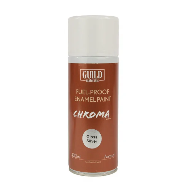 Guild Materials Gloss Enamel Fuel-Proof Paint Chroma Silver (400ml Aerosol) — image 2 of 2