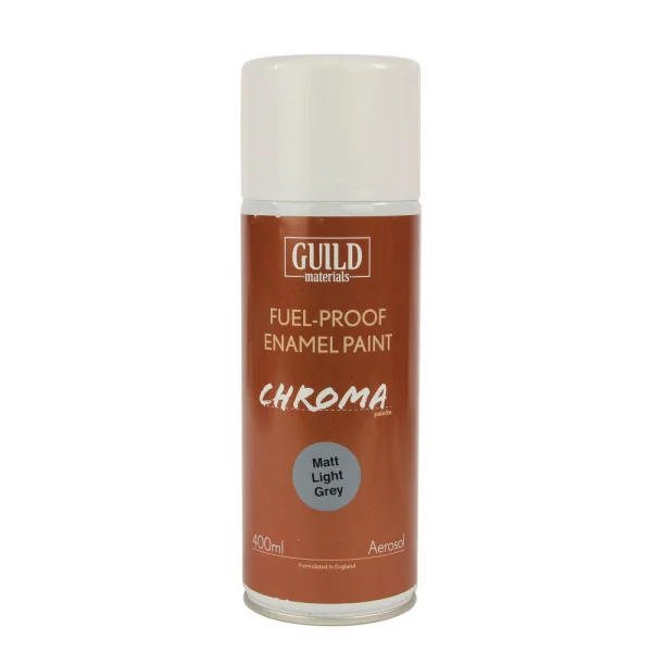 Guild Materials Matt Enamel Fuel-Proof Paint Chroma Light Grey (400ml Aerosol)