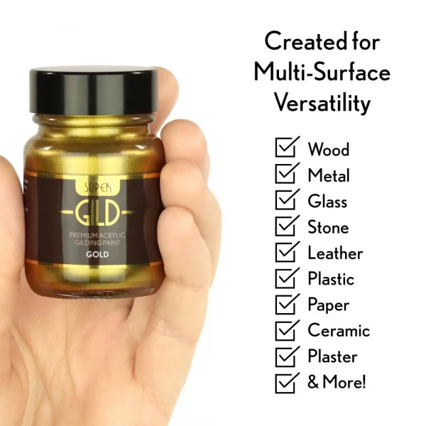 Guild Lane Super GILD Acrylic Gilding Enamel Paint, Platinum (30ml)