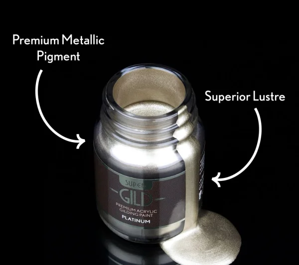 Guild Lane Super GILD Acrylic Gilding Enamel Paint, Platinum (30ml)