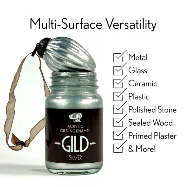 Guild Lane GILD Acrylic Gilding Enamel Paint, Silver (60ml Jar)