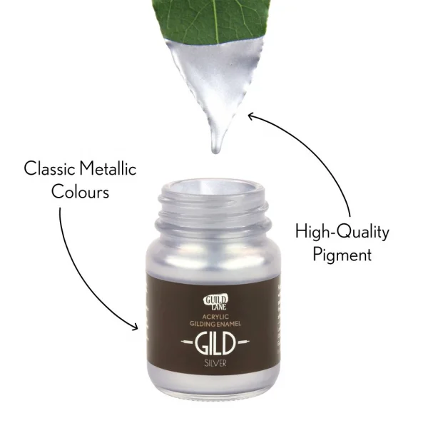 Guild Lane GILD Acrylic Gilding Enamel Paint, Silver (60ml Jar)