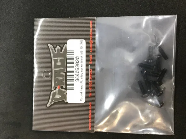 M3 x 10mm Button Head Alloy Screw - Black (10)