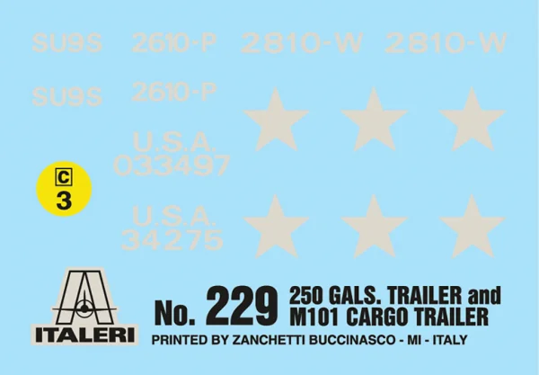 Italeri 250 Gal.S Tank Trailer And M101 Car