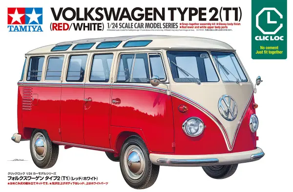 Tamiya 1/24 Volkswagen Type 2 (T1) Red & White (Clic Loc) — image 2 of 8