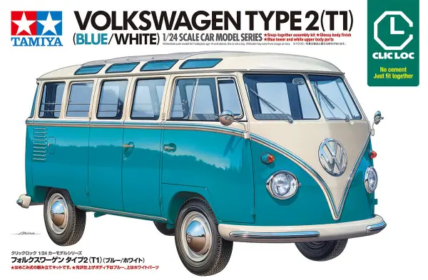 Tamiya 1/24 Volkswagen Type 2 (T1) Blue & White (Clic Loc) — image 2 of 7