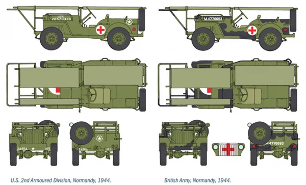 Italeri 1/4 Ton 4X4 Ambulance Jeep D Day