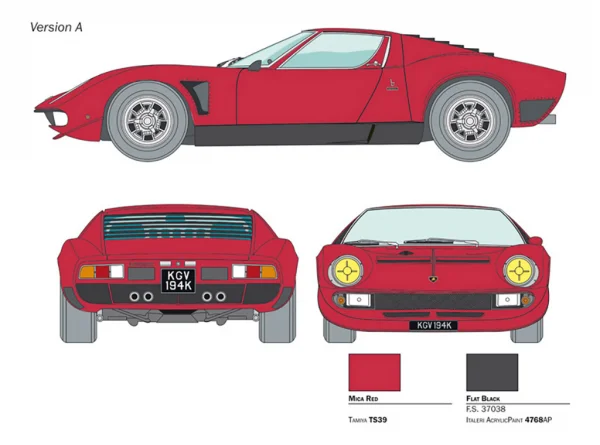 Italeri 1/24 Lamborghini Miura Jota Svj