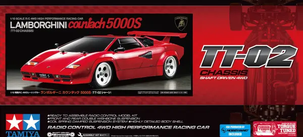 Tamiya Lamborghini Countach 5000S (TT-02) — image 2 of 2
