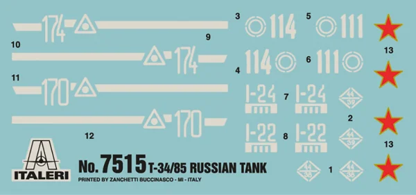 Italeri Russian Tank T34/85 — image 3 of 6