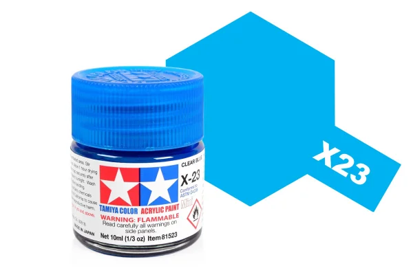Tamiya Acrylic Mini Paints X-23 Clear Blue ** CLEARANCE **