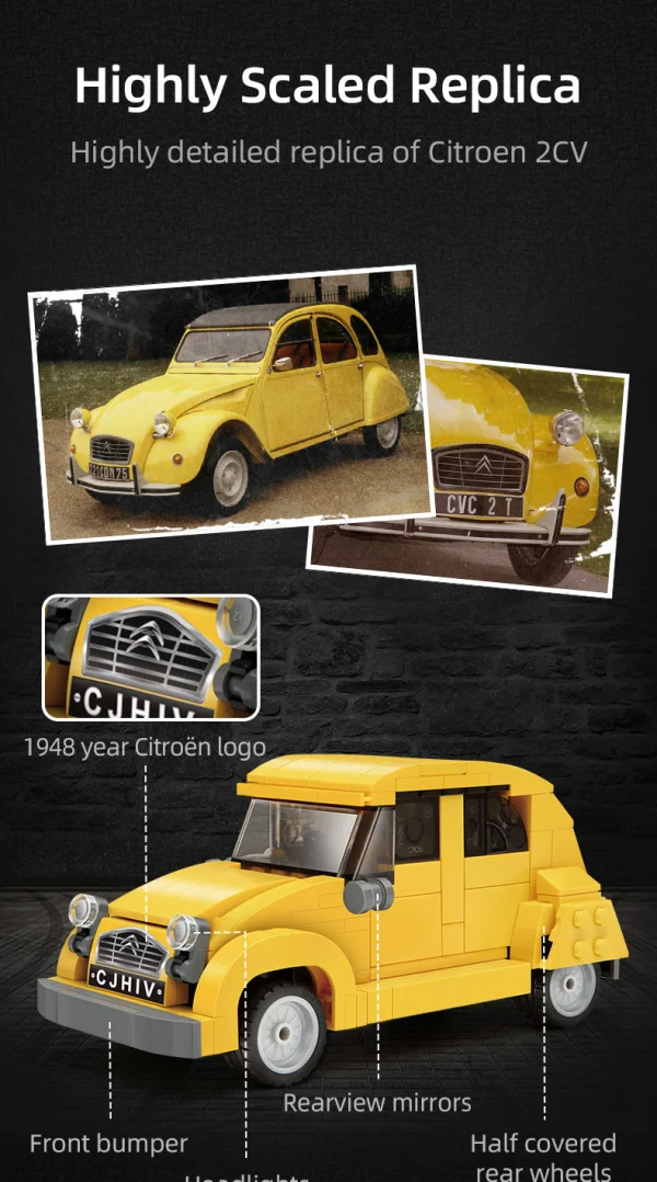 1:24 Citroen 2CV retro car - 298pcs — image 4 of 12