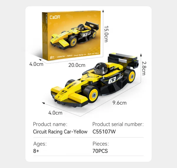 Mini Yellow Circuit Racing Car - 70 pcs