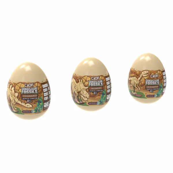 Tray of 3 Dinosaur Eggs with Stegosaurus - Triceratops & Velociraptor &mdash; image 2 of 10