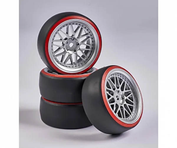 CARSON 1:10 Wheel Set Drift (4) silver/red