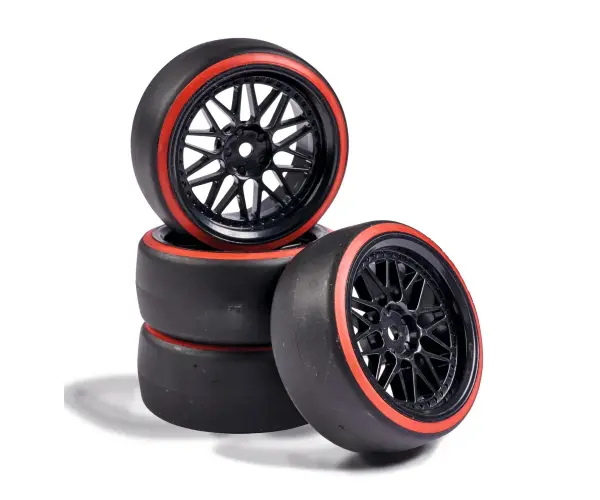 CARSON 1:10 Wheel Set Drift (4) black/red — image 1 of 3