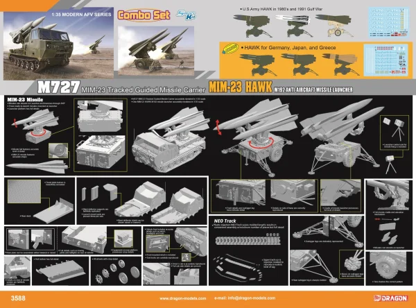 Dragon 1/35 M727 MIM-23 Tracked Guilded Missile Carrier + MIM-23 HAWK M192 Anti-Aircraft Missile Launcher (
