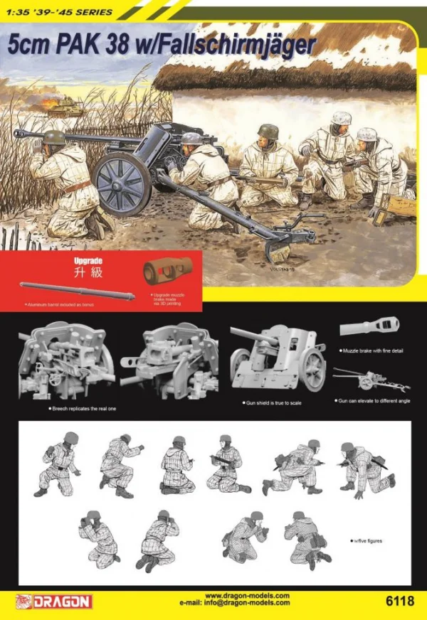 Dragon 5Cm Pak 38 W/Fallschirmjager