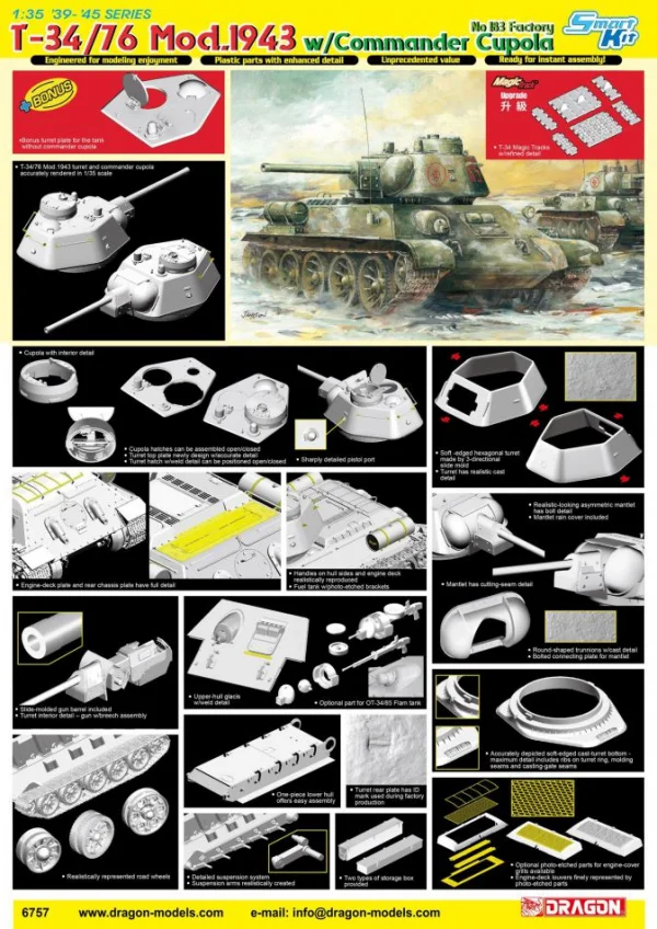 Dragon T-34/76 Mod 1943 W/Commander Cupola — image 3 of 3