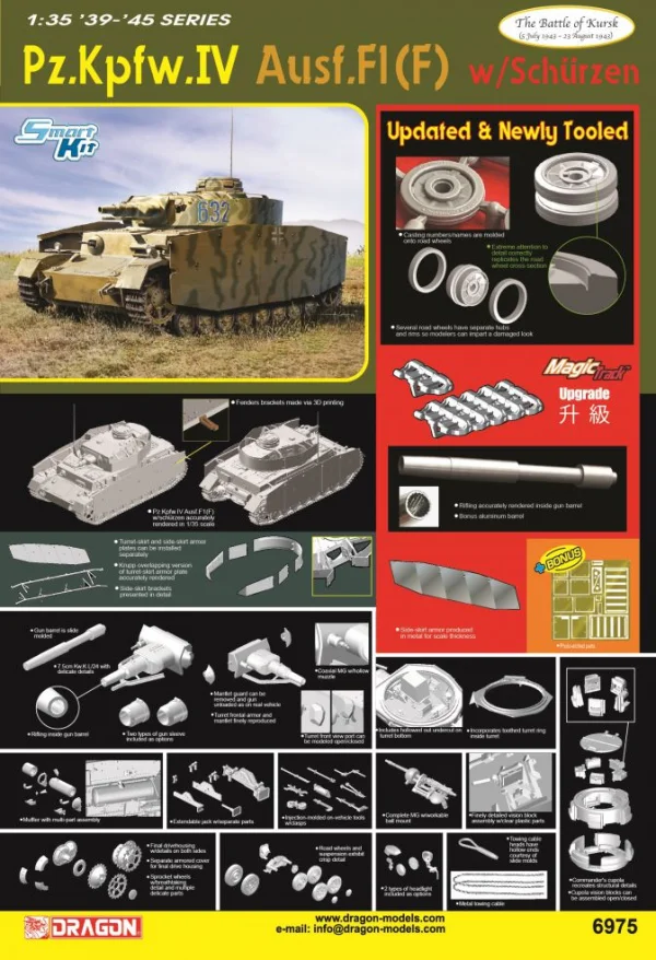 DRAGON 1/35 Pz.Kpfw.IV Ausf.F1(F) w/Schurzen - The Battle of Kursk 1943					