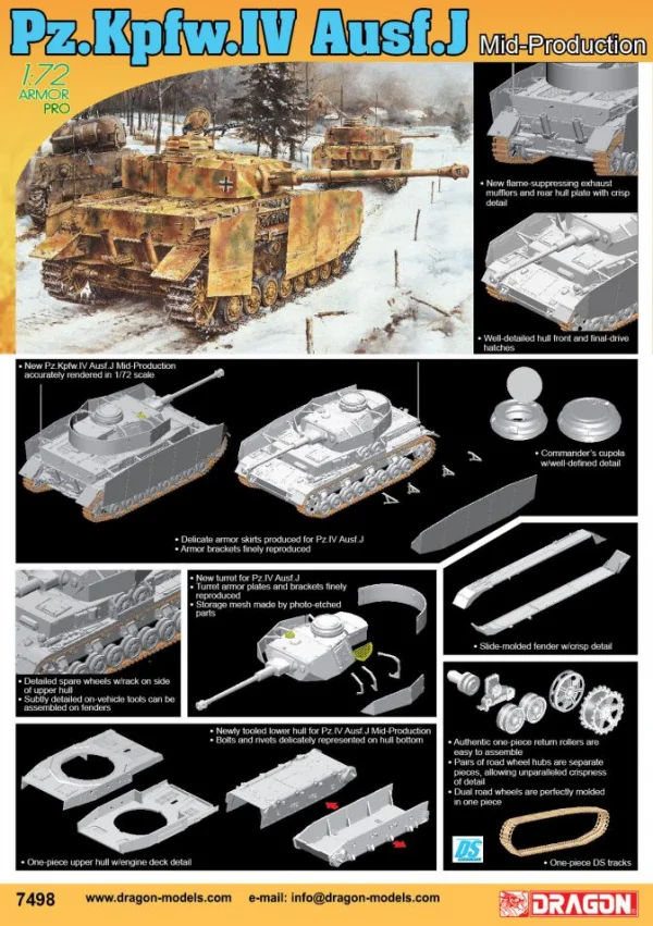 Dragon 1/72 Pz.Kpfw.Iv Ausf J Mid Prod