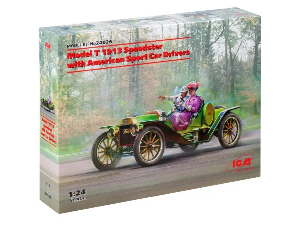 Model T 1913 Speedster with 2 American Sport Car Driver Figures