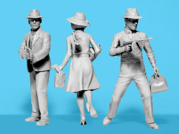 1920s Gangsters with Tommy Guns (3 Figures)
