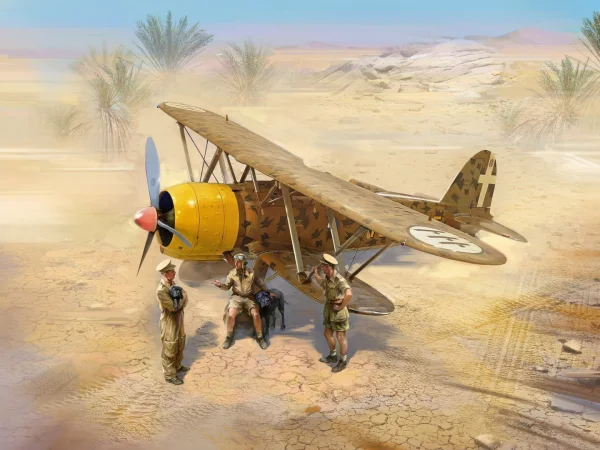 CR. 42 Falco with Italian Pilots In Tropical Uniform (3 Figures & 2 Dogs)