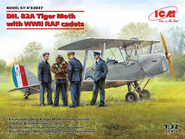 DH. 82A Tiger Moth Aircraft with WWII RAF Cadets (4 Figures)