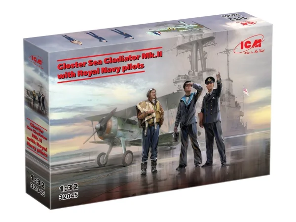 Gloster Sea Gladiator Mk.II with 3 Royal Navy Pilot Figures