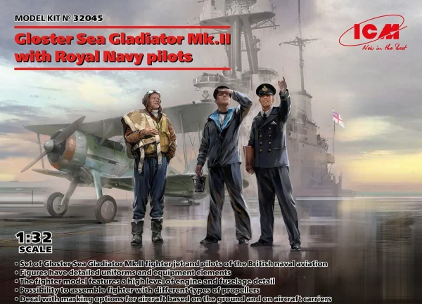Gloster Sea Gladiator Mk.II with 3 Royal Navy Pilot Figures