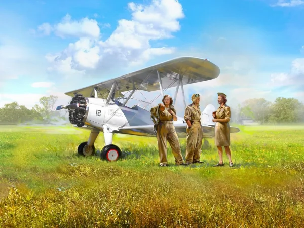 Stearman PT-17 with 3 American Cadet Figures